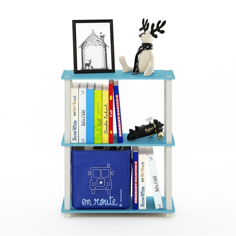 Pemberly Row Engineered Wood 3-Tier Shelf Display Rack in Light Blue
