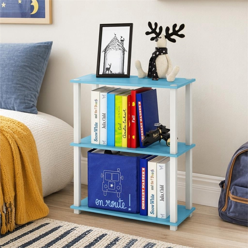 Pemberly Row Engineered Wood 3-Tier Shelf Display Rack in Light Blue