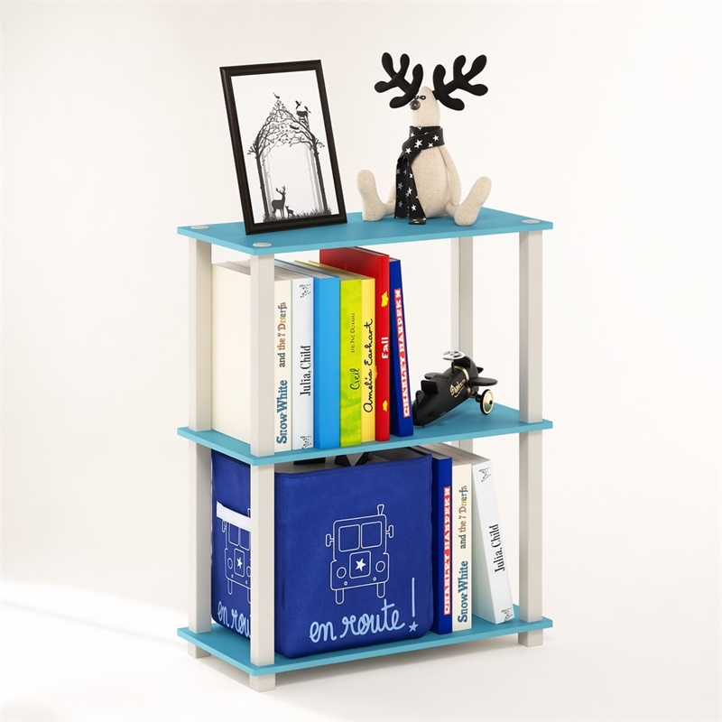 Pemberly Row Engineered Wood 3-Tier Shelf Display Rack in Light Blue