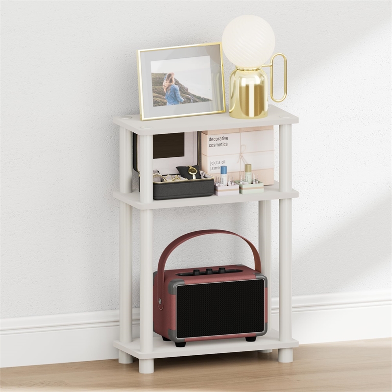 Pemberly Row 3-Tier Rectangular Narrow Nightstand with Soft Edges in White