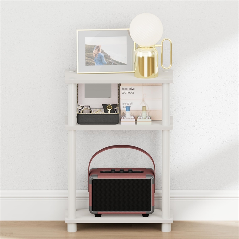 Pemberly Row 3-Tier Rectangular Narrow Nightstand with Soft Edges in White