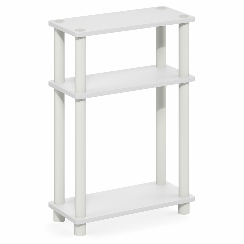 Pemberly Row 3-Tier Rectangular Narrow Nightstand with Soft Edges in White
