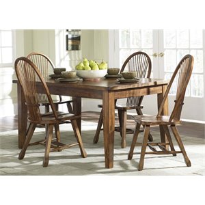 Pemberly Row Brown 5-Piece Wood Dining Set with Sheaf Back Chairs
