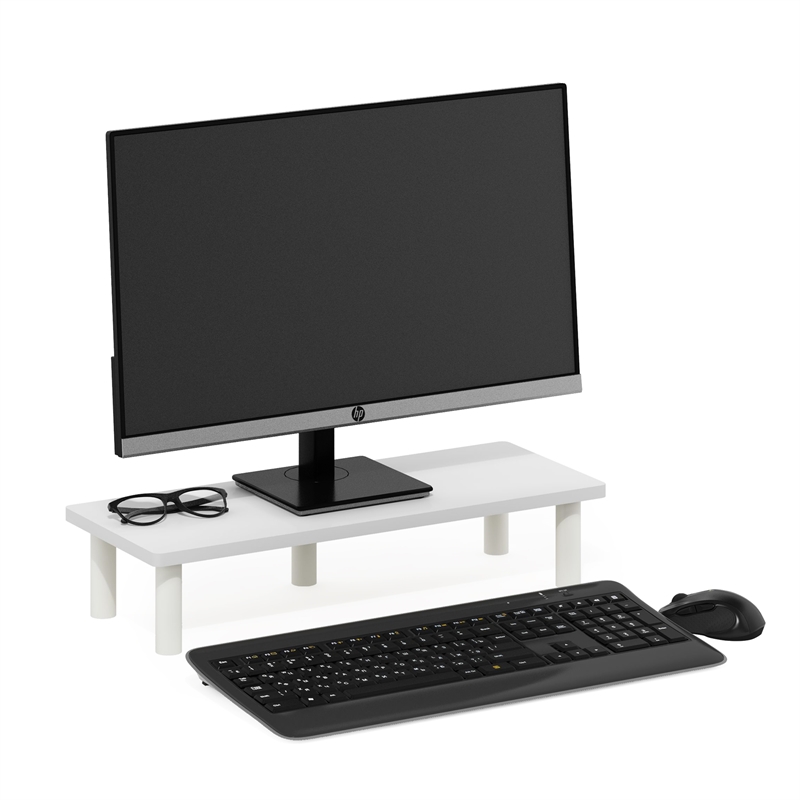 Pemberly Row Monitor Riser Stand with No Tools Assembly in White