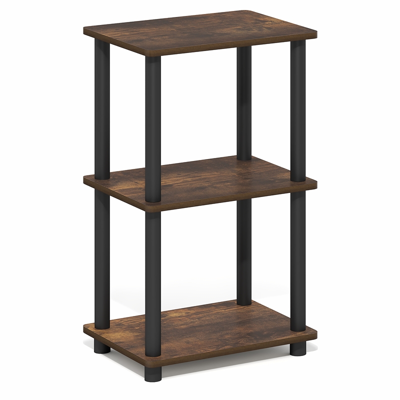 Pemberly Row 3-Tier Open Frame Corner Shelf with Open Back in Amber Pine