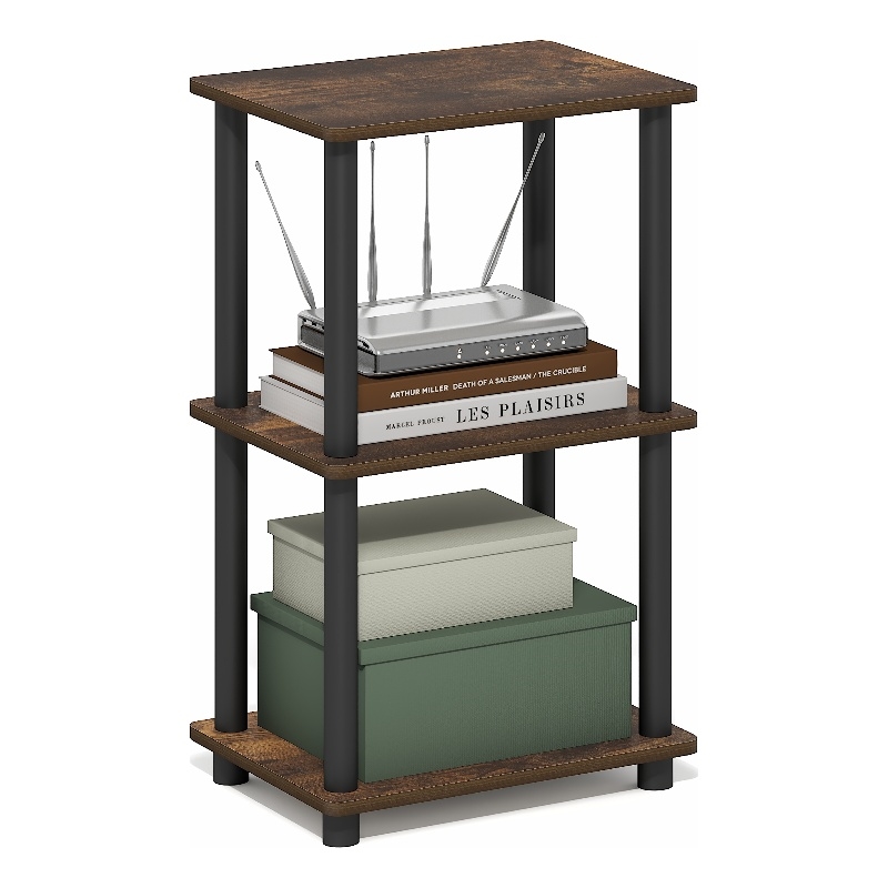 Pemberly Row 3-Tier Open Frame Corner Shelf with Open Back in Amber Pine