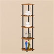 Pemberly Row 5-Tier Corner Display Rack Shelving Unit in Light Cherry Oak
