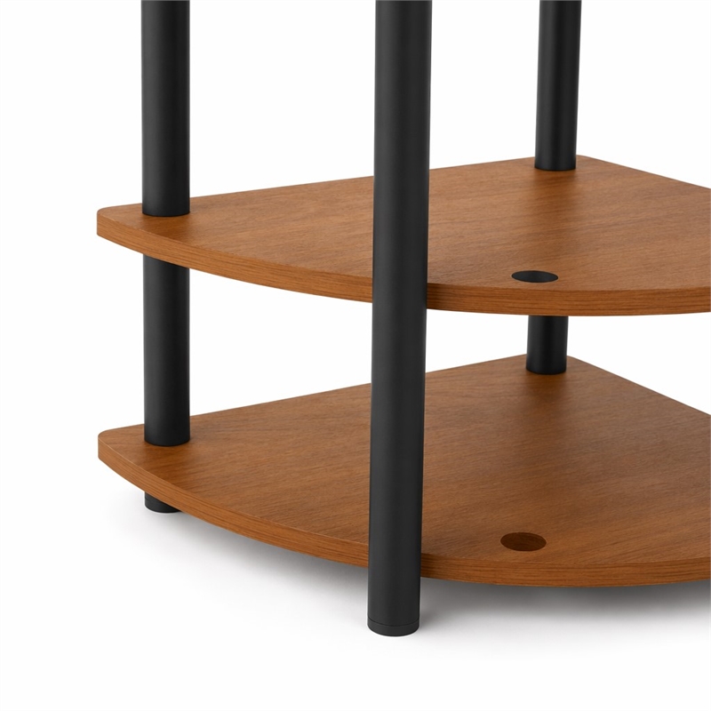 Pemberly Row 5-Tier Corner Display Rack Shelving Unit in Light Cherry Oak