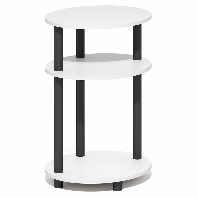 Pemberly Row 3-Tier 23 Inch Oval Open Shelf Nightstand in White