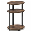 Pemberly Row 3-Tier Oval End Table Night Stand in Amber Pine/Black
