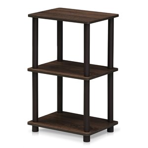 Pemberly Row Engineered Wood 2 Space Shelf with Rounded Edges in Walnut/Brown