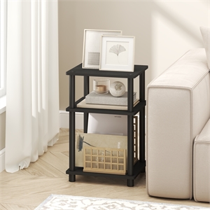 Pemberly Row 3-Tier End Table Night Stand Tool-Free Assembly in Dark Americano