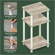 Pemberly Row 3-Tier End Table Night Stand with Tool-Free Assembly in Light Oak
