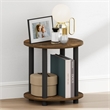 Pemberly Row 2-Tier Small Round Toolless Nightstand in Amber Pine