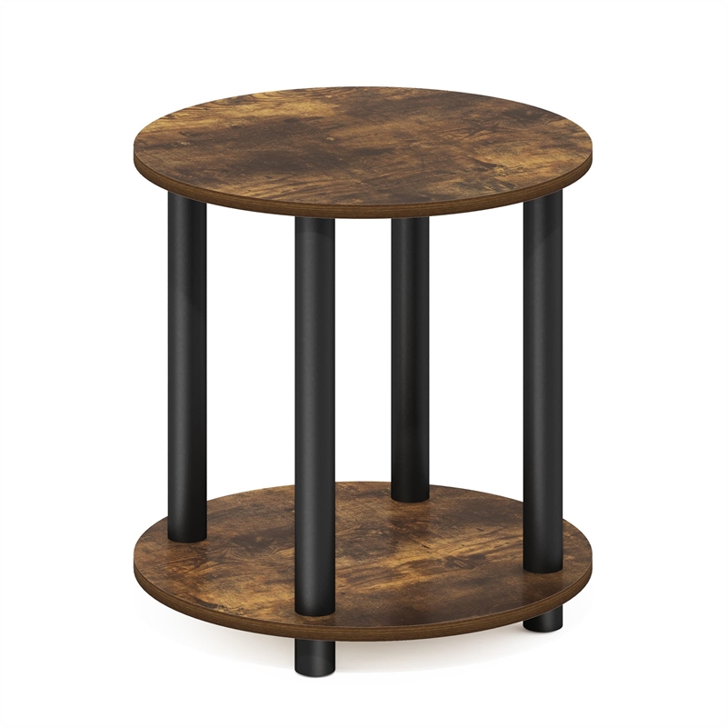Pemberly Row 2-Tier Small Round Toolless Nightstand in Amber Pine