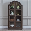 Pemberly Row Bunching Display Cabinet with LED Lighting in Chateau Brown Hickory