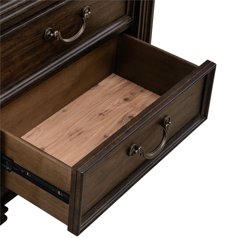 Pemberly Row Nightstand with Built-In Charging Station in Chateau Brown Hickory