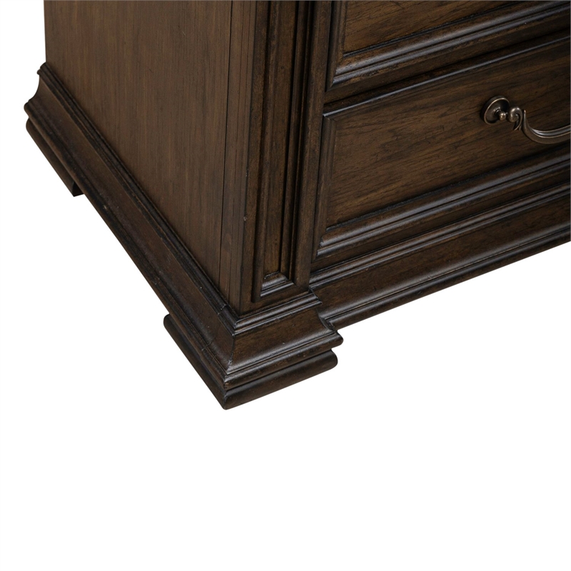 Pemberly Row Nightstand with Built-In Charging Station in Chateau Brown Hickory