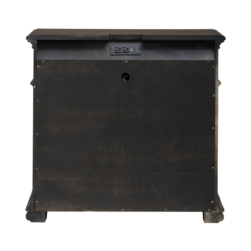 Pemberly Row Nightstand with Built-In Charging Station in Chateau Brown Hickory