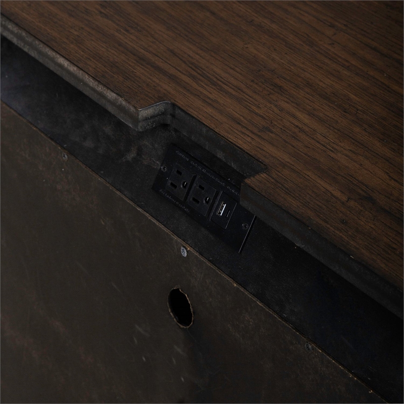 Pemberly Row Nightstand with Built-In Charging Station in Chateau Brown Hickory