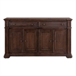 Pemberly Row Dining Buffet Cabinet with Blue Stone Top Inserts in Brown Hickory