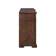 Pemberly Row Dining Buffet Cabinet with Blue Stone Top Inserts in Brown Hickory