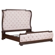Pemberly Row King Upholstered Shelter Bed with Tufted Panel in Brown Hickory
