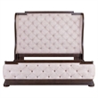 Pemberly Row King Upholstered Shelter Bed with Tufted Panel in Brown Hickory