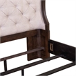 Pemberly Row King Upholstered Shelter Bed with Tufted Panel in Brown Hickory