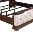 Pemberly Row King Upholstered Shelter Bed with Tufted Panel in Brown Hickory