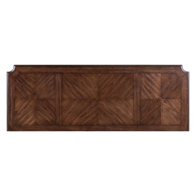 Pemberly Row Jr Executive Credenza Desk with Locking Drawers in Chateau Brown