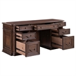 Pemberly Row Jr Executive Credenza Desk with Locking Drawers in Chateau Brown