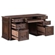 Pemberly Row Jr Executive Credenza Desk with Locking Drawers in Chateau Brown