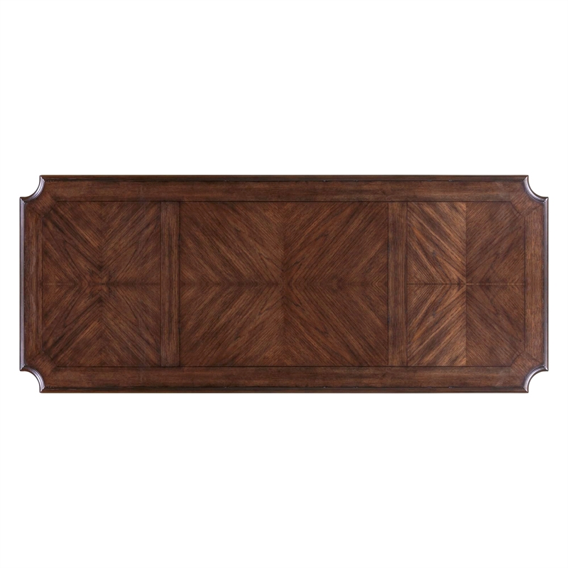 Pemberly Row Jr Executive Desk with Locking Drawers in Chateau Brown Hickory