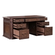 Pemberly Row Jr Executive Desk with Locking Drawers in Chateau Brown Hickory