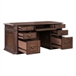 Pemberly Row Jr Executive Desk with Locking Drawers in Chateau Brown Hickory