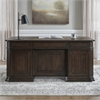 Pemberly Row Jr Executive Desk with Locking Drawers in Chateau Brown Hickory