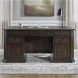 Pemberly Row Jr Executive Desk with Locking Drawers in Chateau Brown Hickory