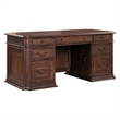 Pemberly Row Jr Executive Desk with Locking Drawers in Chateau Brown Hickory