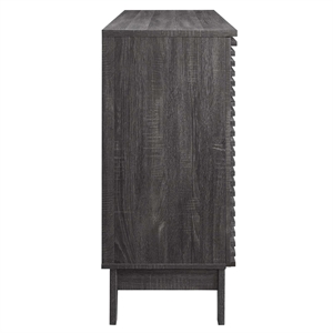 Pemberly Row Bar Cabinet with Wine Rack in Charcoal Wood Finish