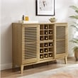 Pemberly Row Bar Cabinet with Wine Rack in Oak Wood Finish