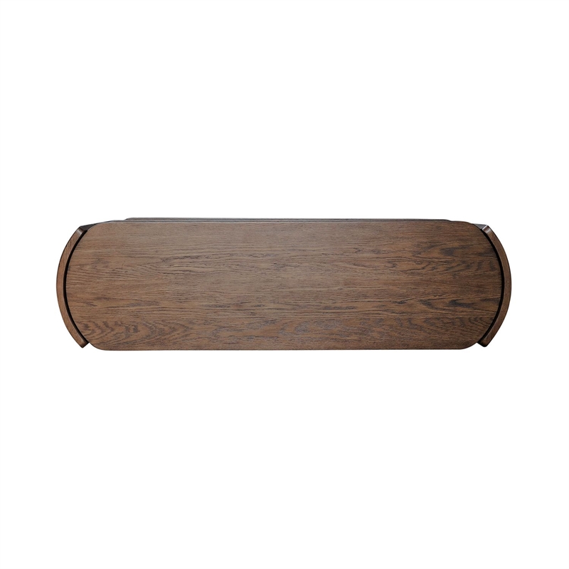 Pemberly Row Oval Sofa Table Rubberwood with Oak Veneers Coffee Brown