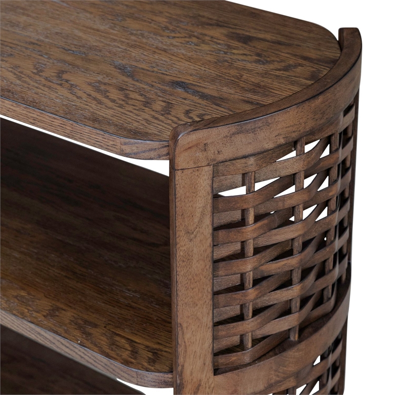 Pemberly Row Oval Sofa Table Rubberwood with Oak Veneers Coffee Brown