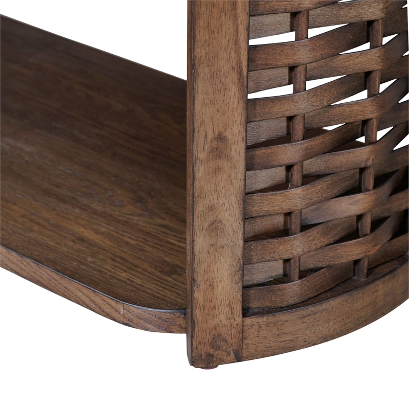 Pemberly Row Oval Sofa Table Rubberwood with Oak Veneers Coffee Brown