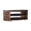 Pemberly Row 3 Piece Living Room Set with Oak Veneers in Coffee Brown