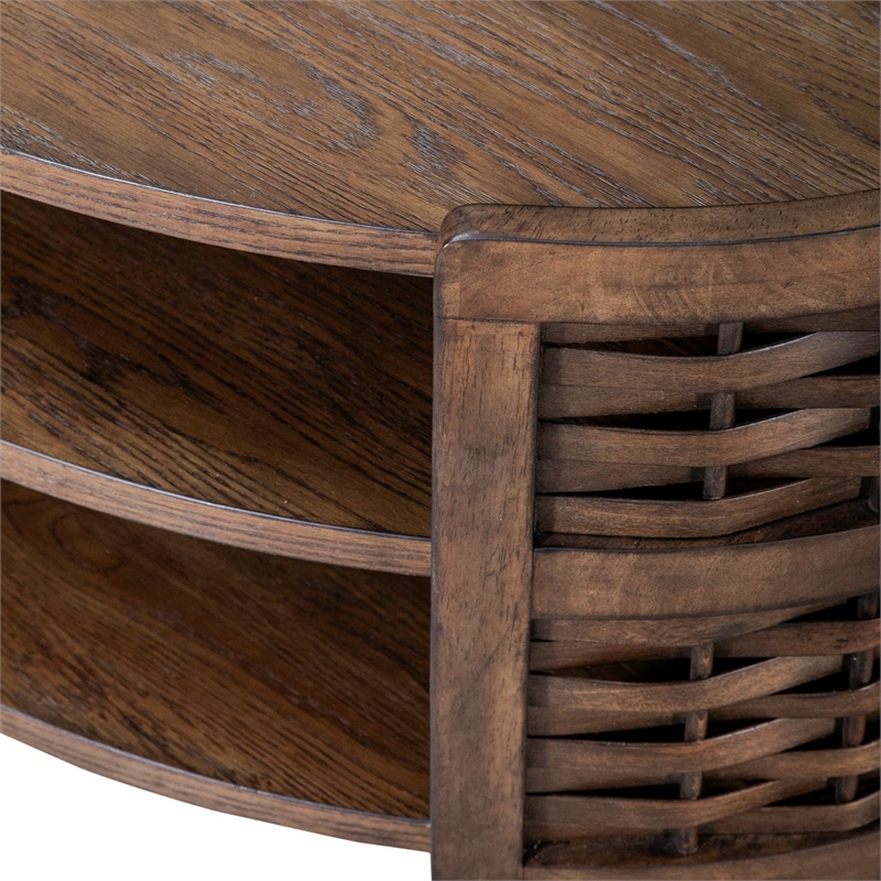 Pemberly Row 3 Piece Living Room Set with Oak Veneers in Coffee Brown