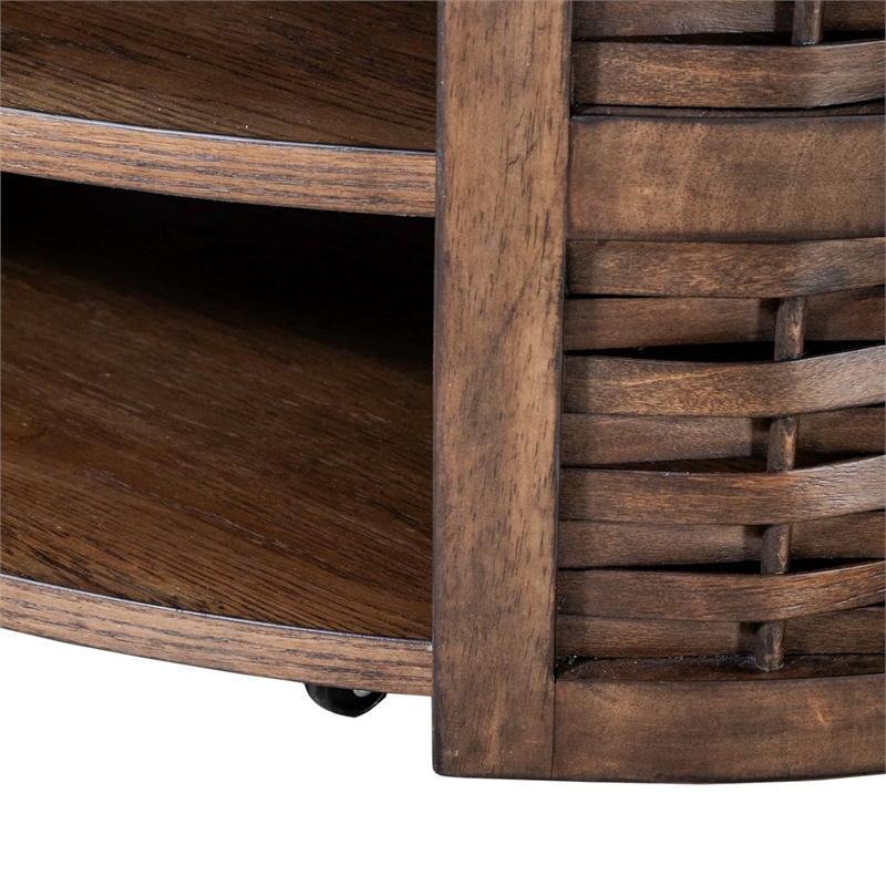 Pemberly Row 3 Piece Living Room Set with Oak Veneers in Coffee Brown