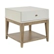 Pemberly Row Compact Chairside Table with Storage in Linen and Khaki