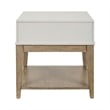 Pemberly Row Compact Chairside Table with Storage in Linen and Khaki