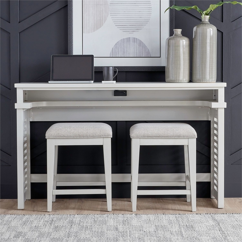 Pemberly Row 3-Piece Console Table Set with Stools and Charging Station